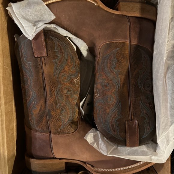 Justin Boot Mens Leather Lahoma Chocolate Brown size 11.5 D NEW w/ Tags in box main image 7